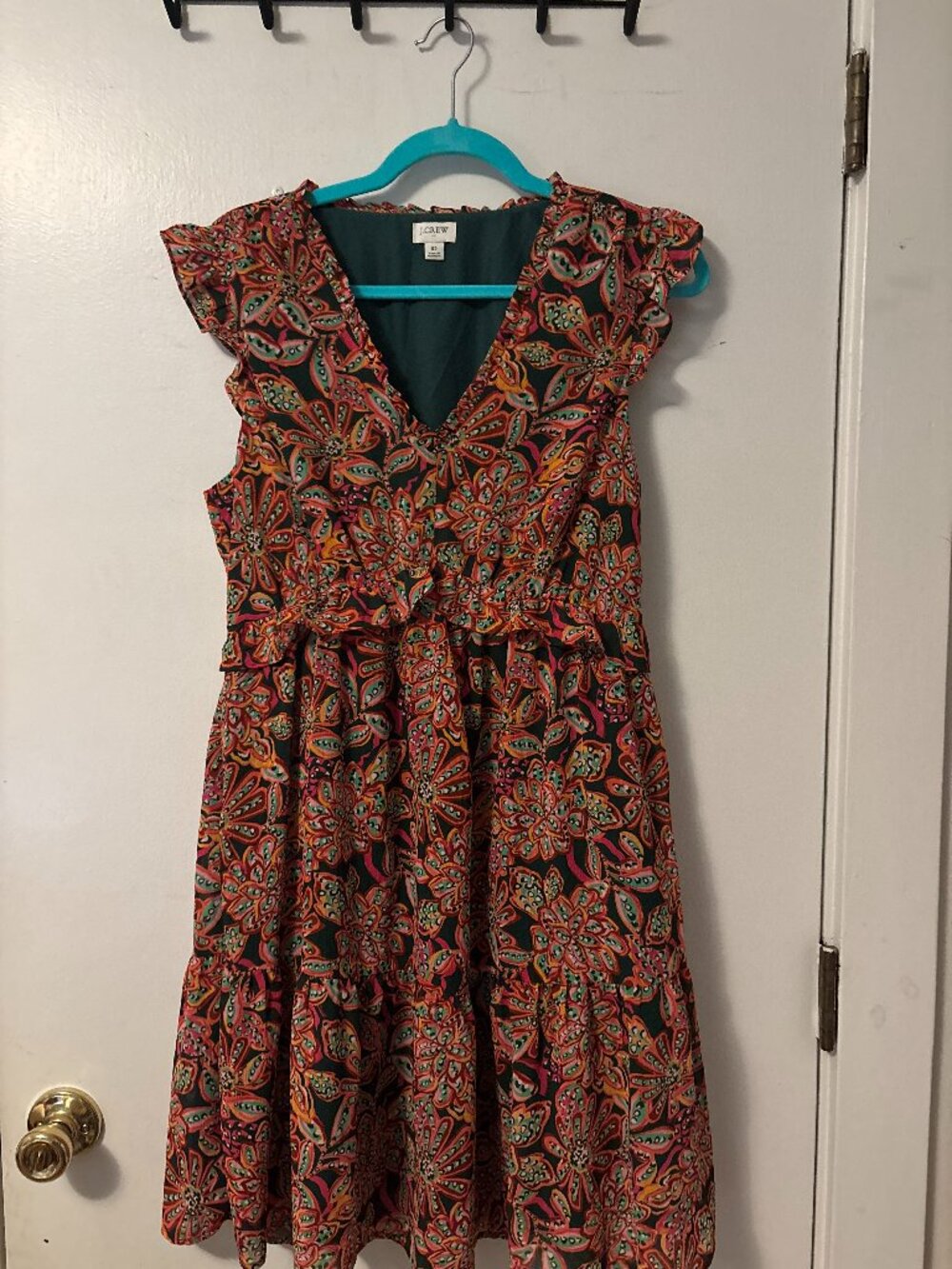 J.Crew Multicolor Paisley Ruffle Sleeve Dress Size 10